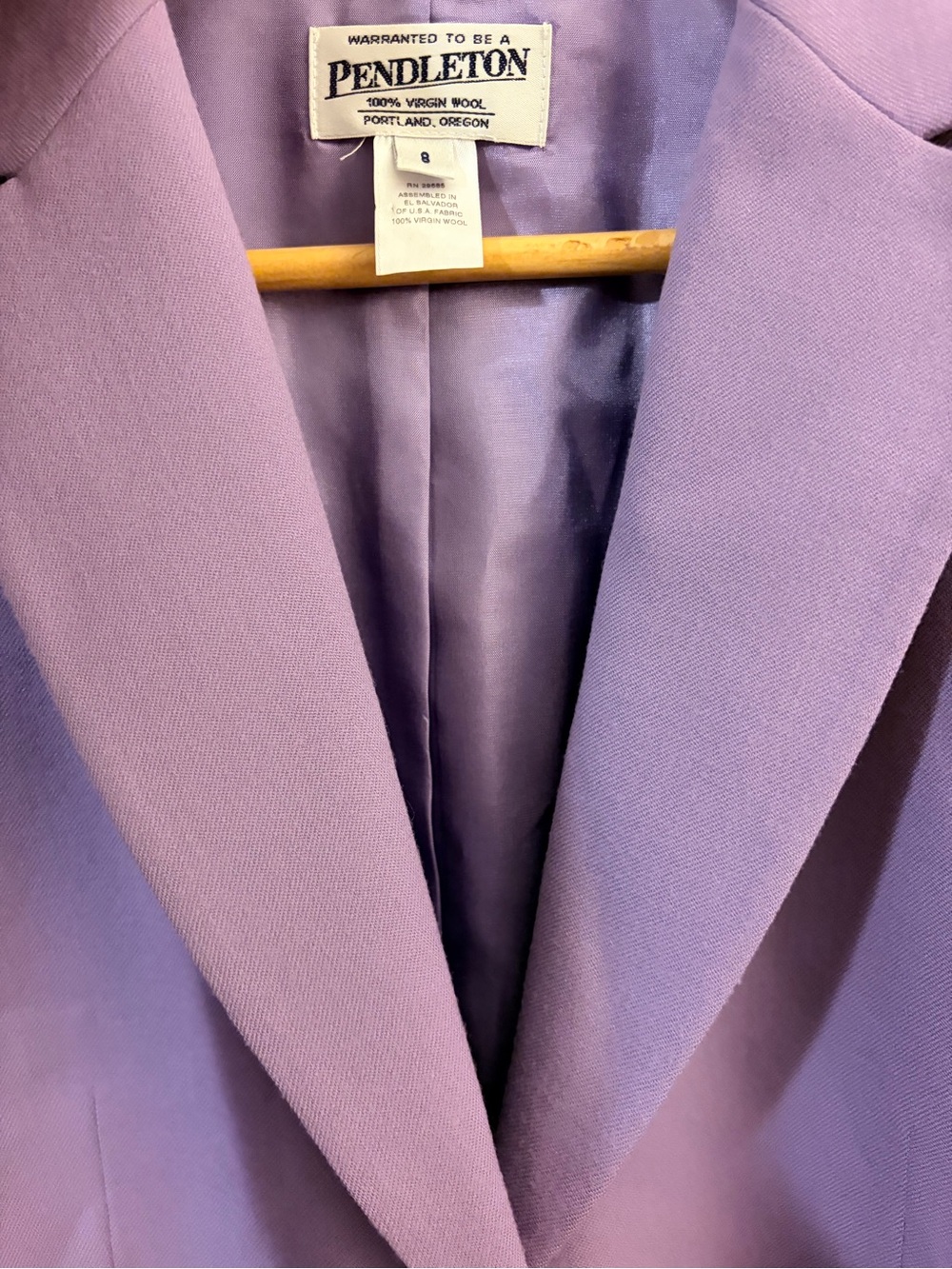 NWT Vintage Pendleton Lavender 100% Virgin Wool Blazer Size 8